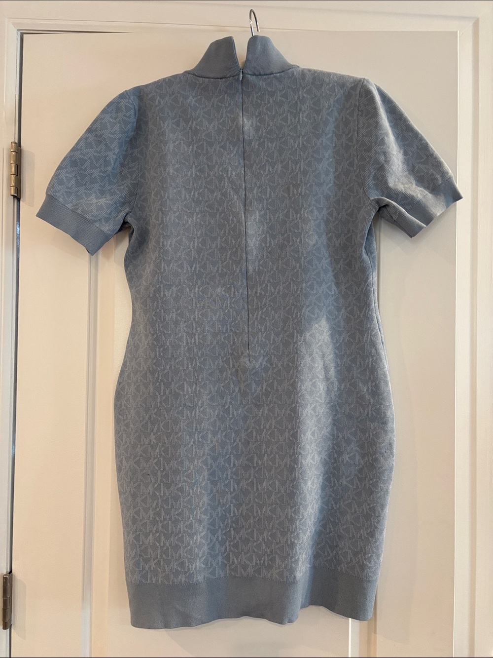 Michael Kors Dusty Blue Knit Midi Dress with Mock Neck - Picture 4 of 6